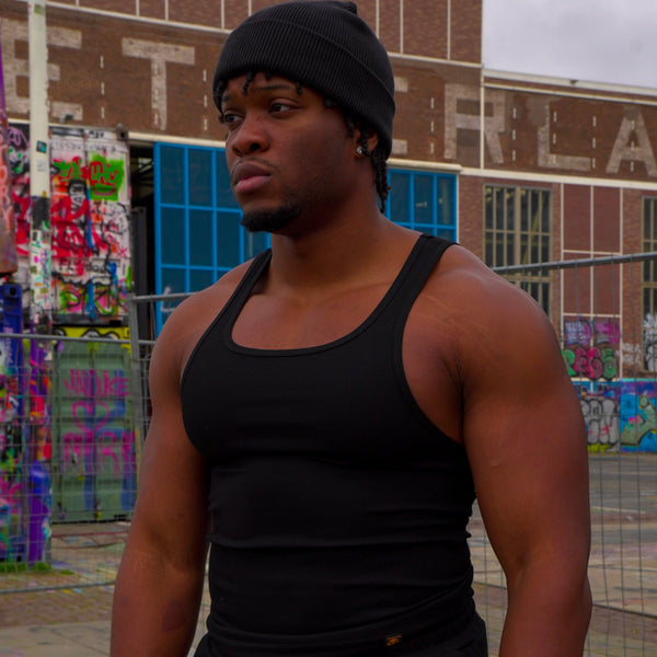 MOG tanktop heren zwart - oversized fit voor bodybuilding